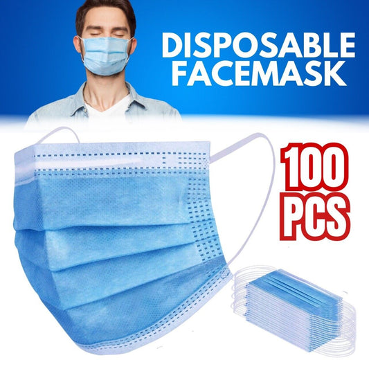 100 PC Face Mask Disposable 3Ply Ear Loop