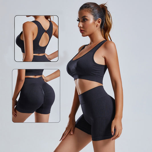 2pcs Women's Yoga Set  Vest And Shorts Workout Gym Wear