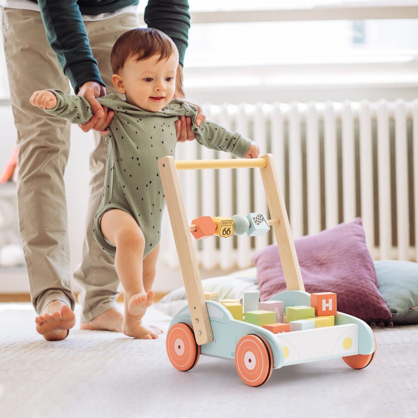 ROBUD 3 Toy Wooden Push Toddler Baby Walker