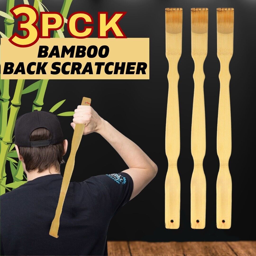 3 Long Reach Natural Bamboo Back Scratcher