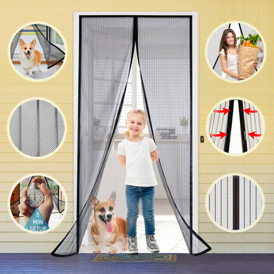 Magnetic Retractable Screen Door Mesh Net