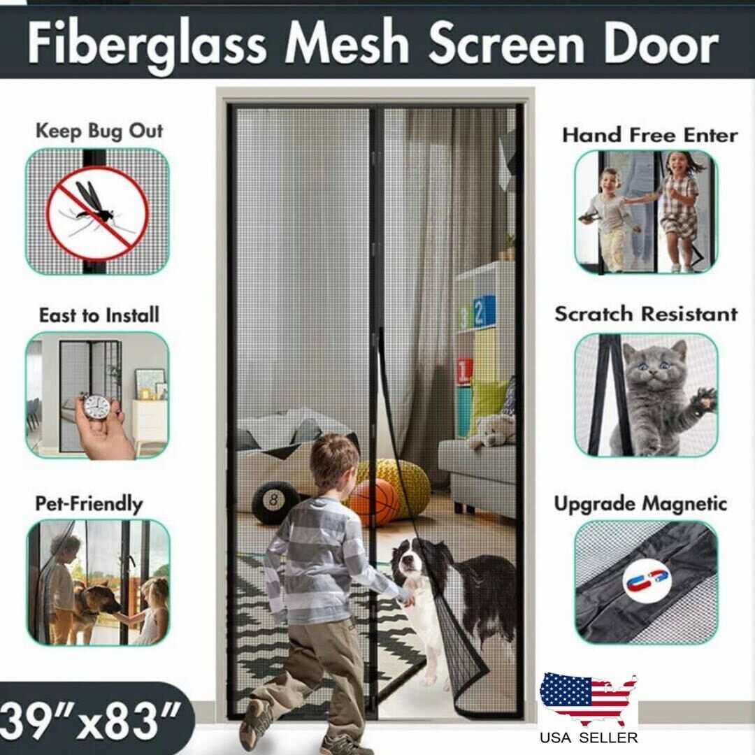 Magnetic Retractable Screen Door Mesh Net