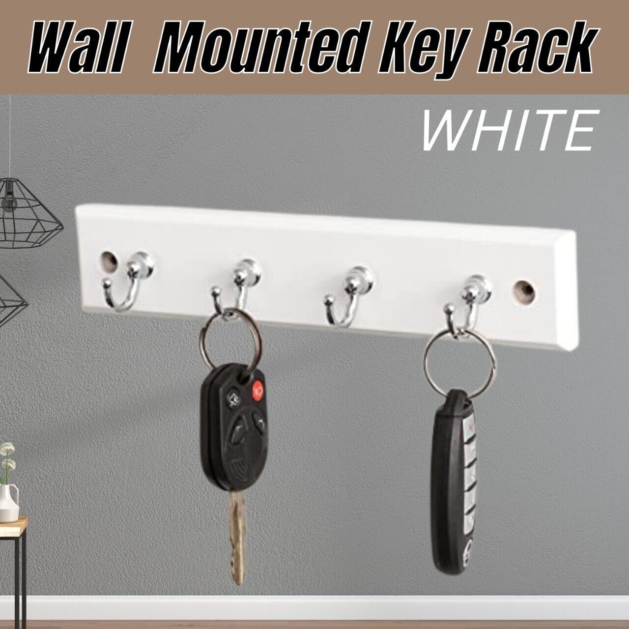 Wall Mount 4 Hook Chain Storage Keys