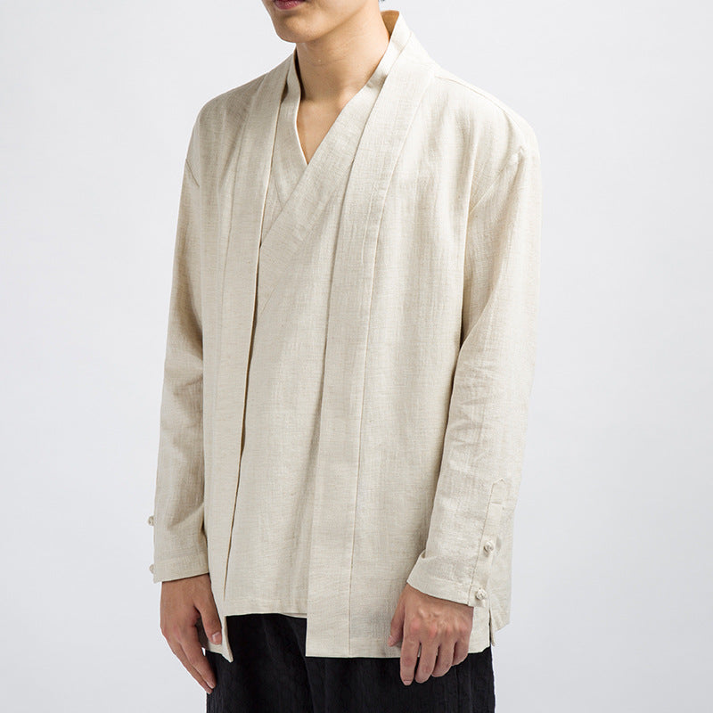 Fake Two-Piece Coat Linen Fashion Top