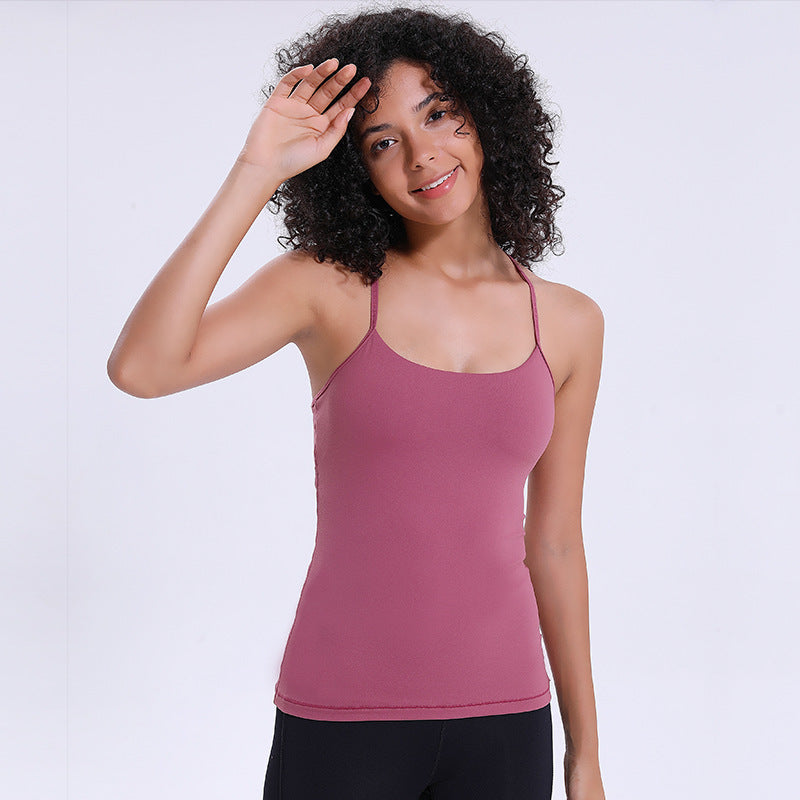 Lightweight Womens Fitted Y Strip Back  Sexy Tank Top