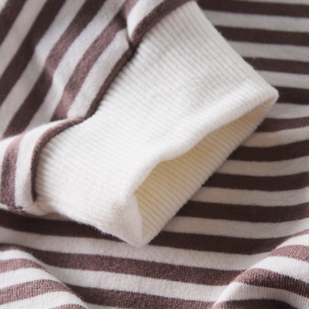 One-piece Striped Hooded  Baby Clothes