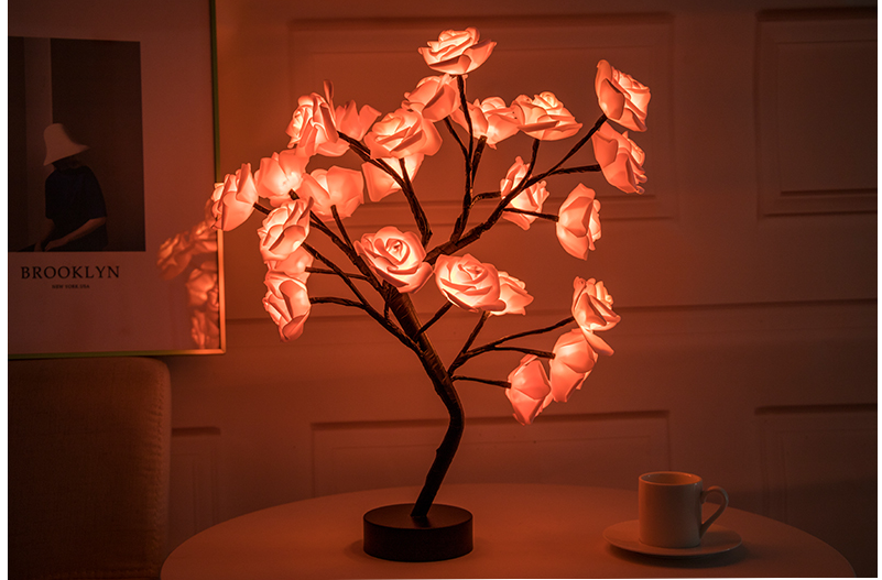 USB Battery Operated LED Bonsai Tree Rose Flower Lamp