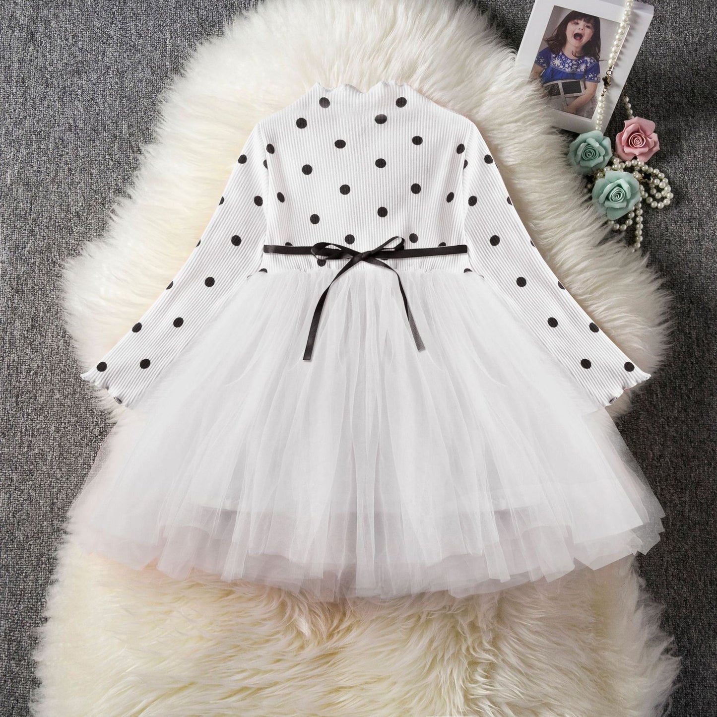 Infant Baby Girl Long Sleeve Tutu Lace Gown Dress