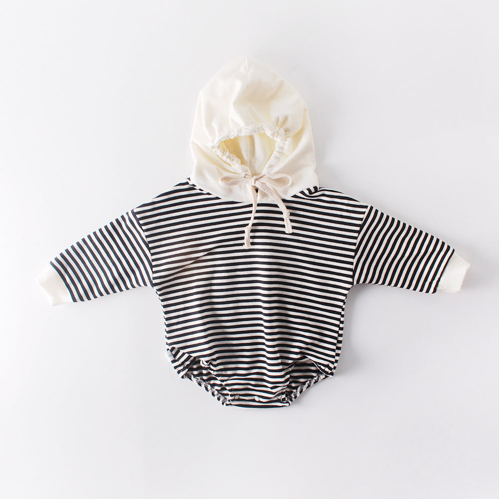 One-piece Striped Hooded  Baby Clothes