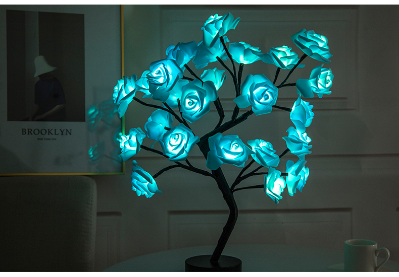 USB Battery Operated LED Bonsai Tree Rose Flower Lamp