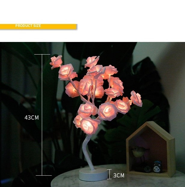 USB Battery Operated LED Bonsai Tree Rose Flower Lamp