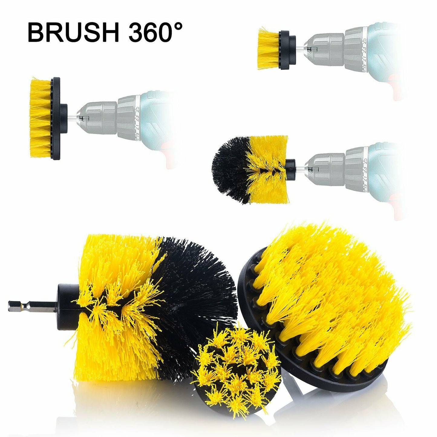 Drill Brush Power Scrubber for Cleaning Carpet & Car Wash