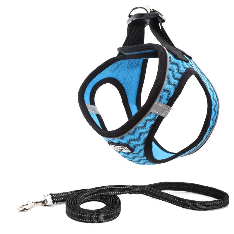 Dog Leash Harness Set Double Reflective Straps & Belts