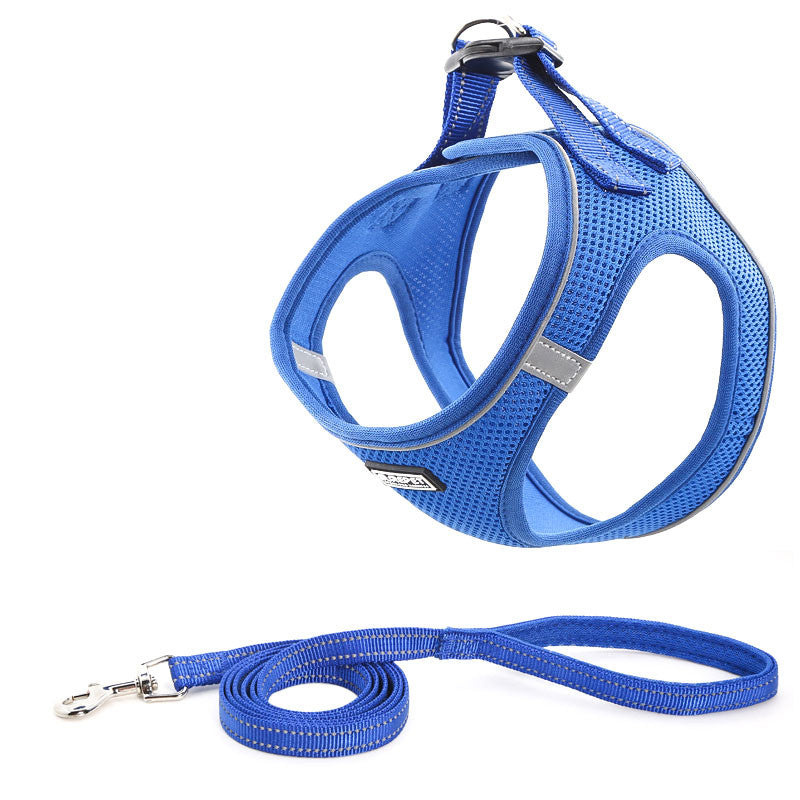 Dog Leash Harness Set Double Reflective Straps & Belts