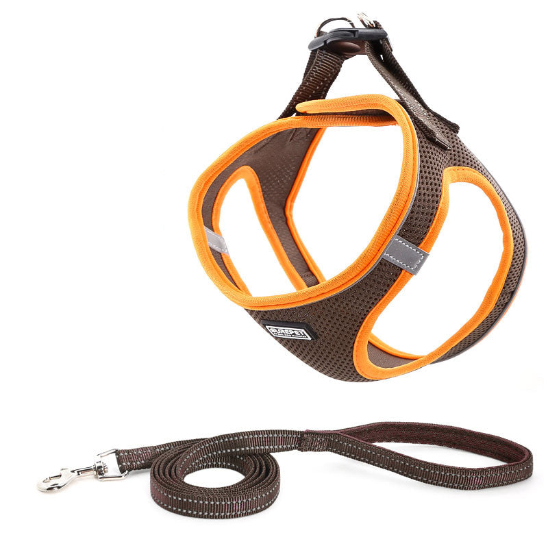 Dog Leash Harness Set Double Reflective Straps & Belts