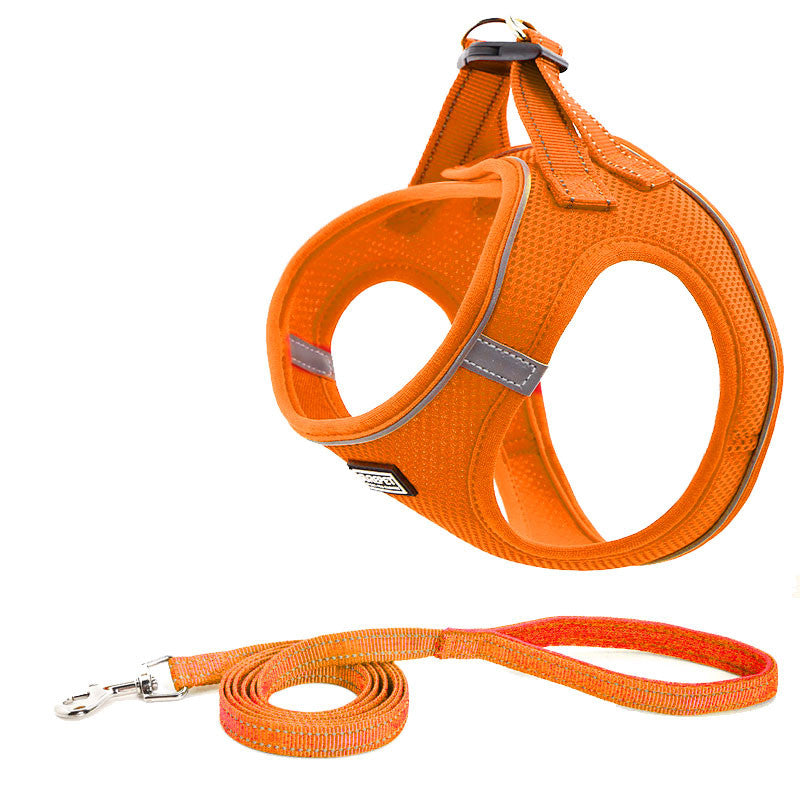 Dog Leash Harness Set Double Reflective Straps & Belts