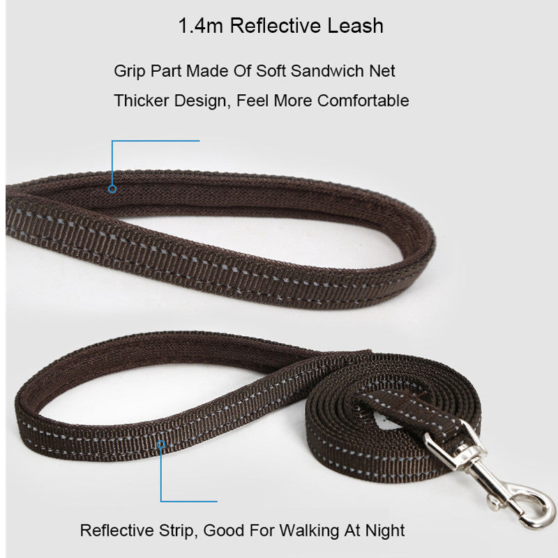 Dog Leash Harness Set Double Reflective Straps & Belts