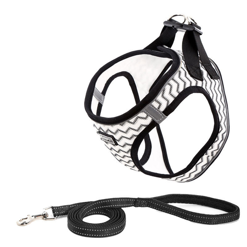 Dog Leash Harness Set Double Reflective Straps & Belts