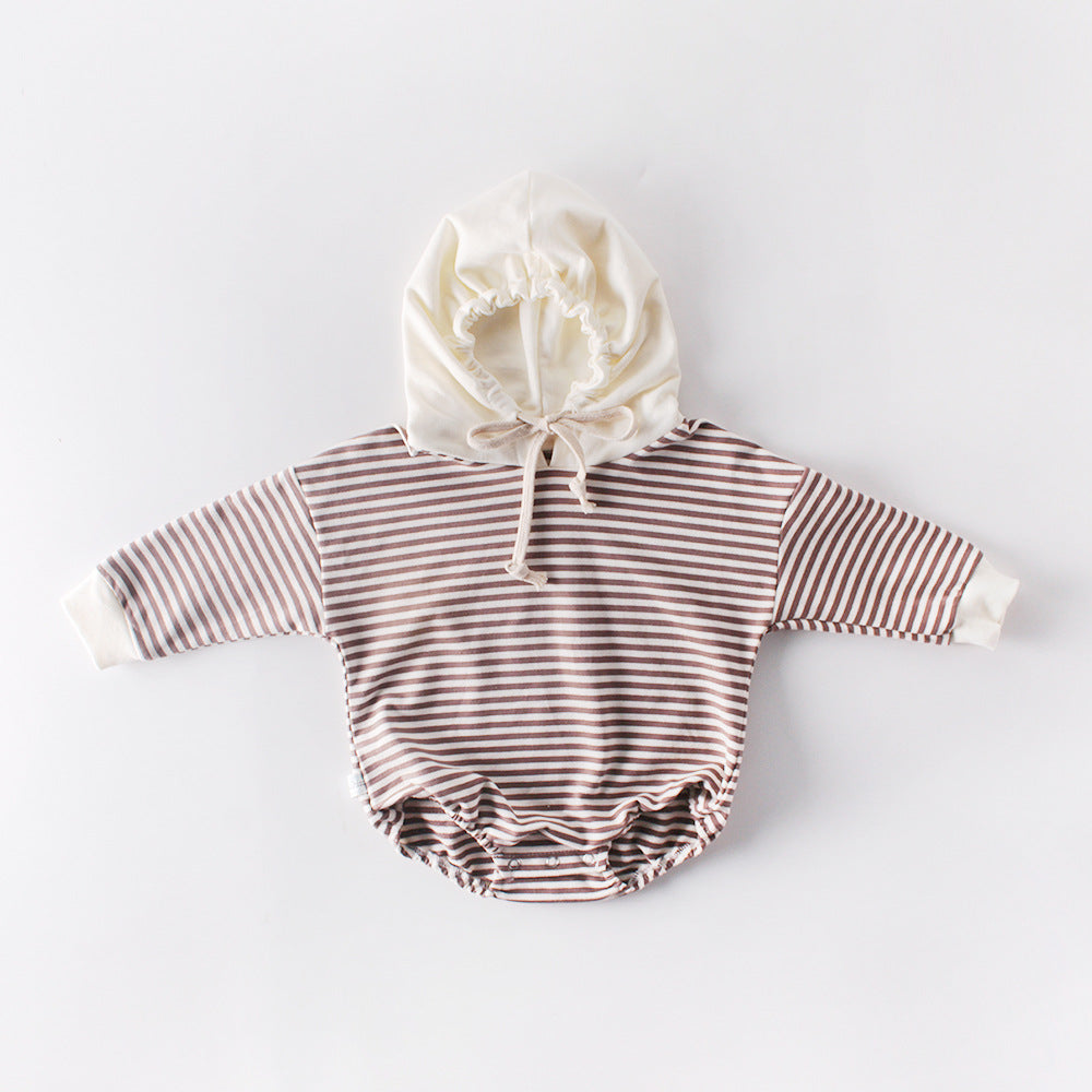 One-piece Striped Hooded  Baby Clothes