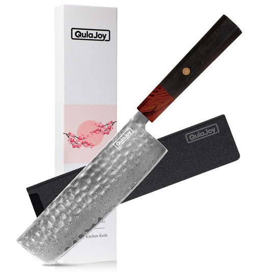 Qulajoy 8 Inch Japanese Super Steel Hammered Knife