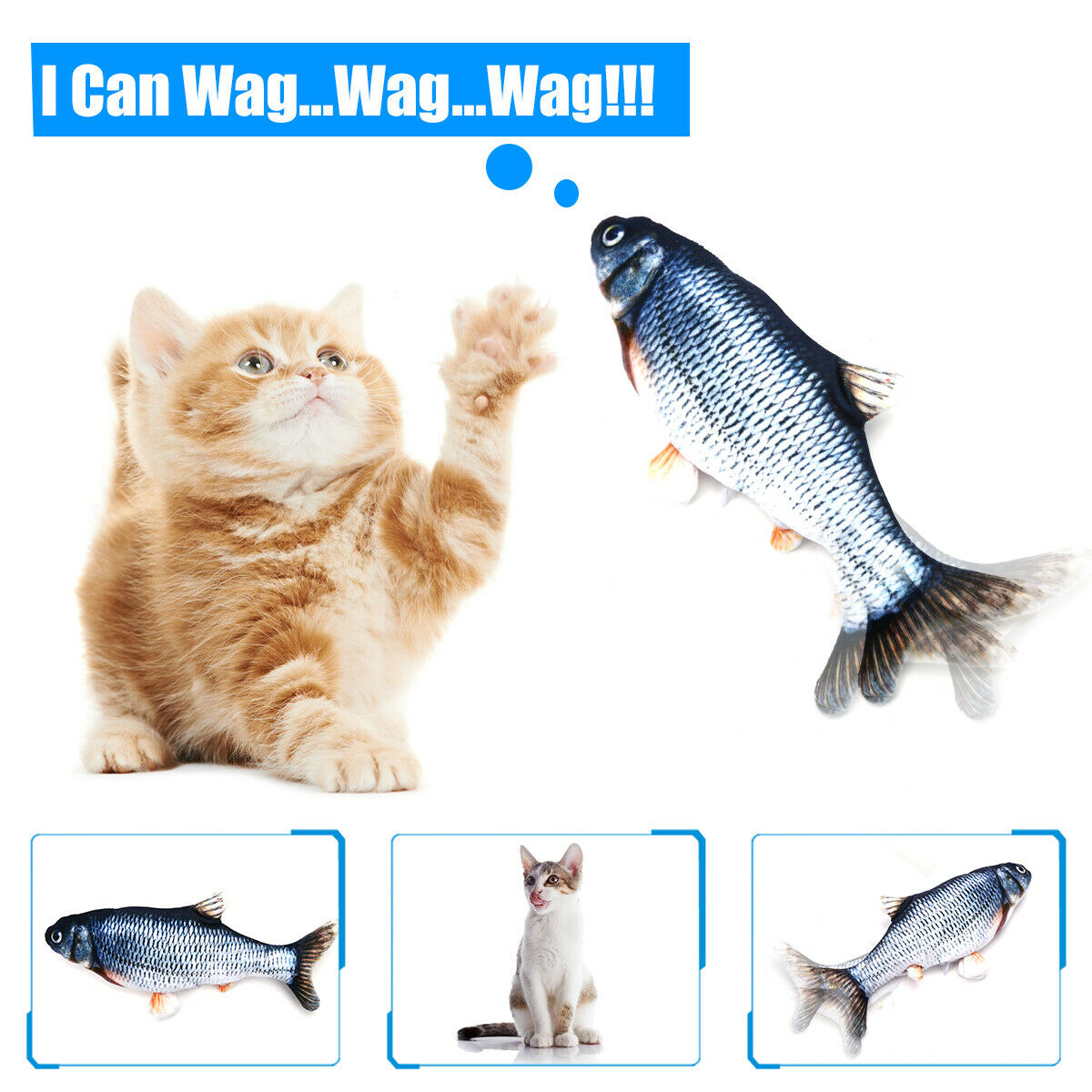 Touch sensor fish cat toy