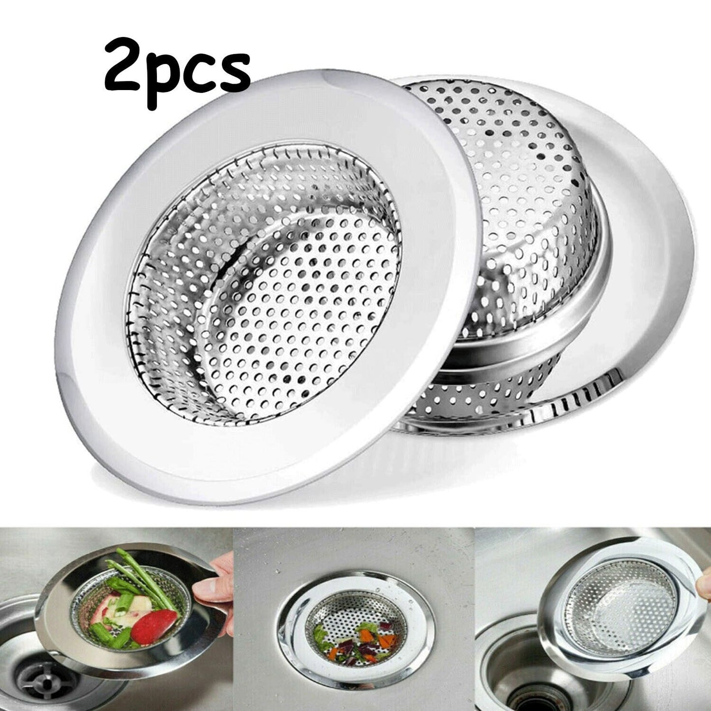 2 Stainless Steel Kitchen Sink Strainer 4.5 Diameter