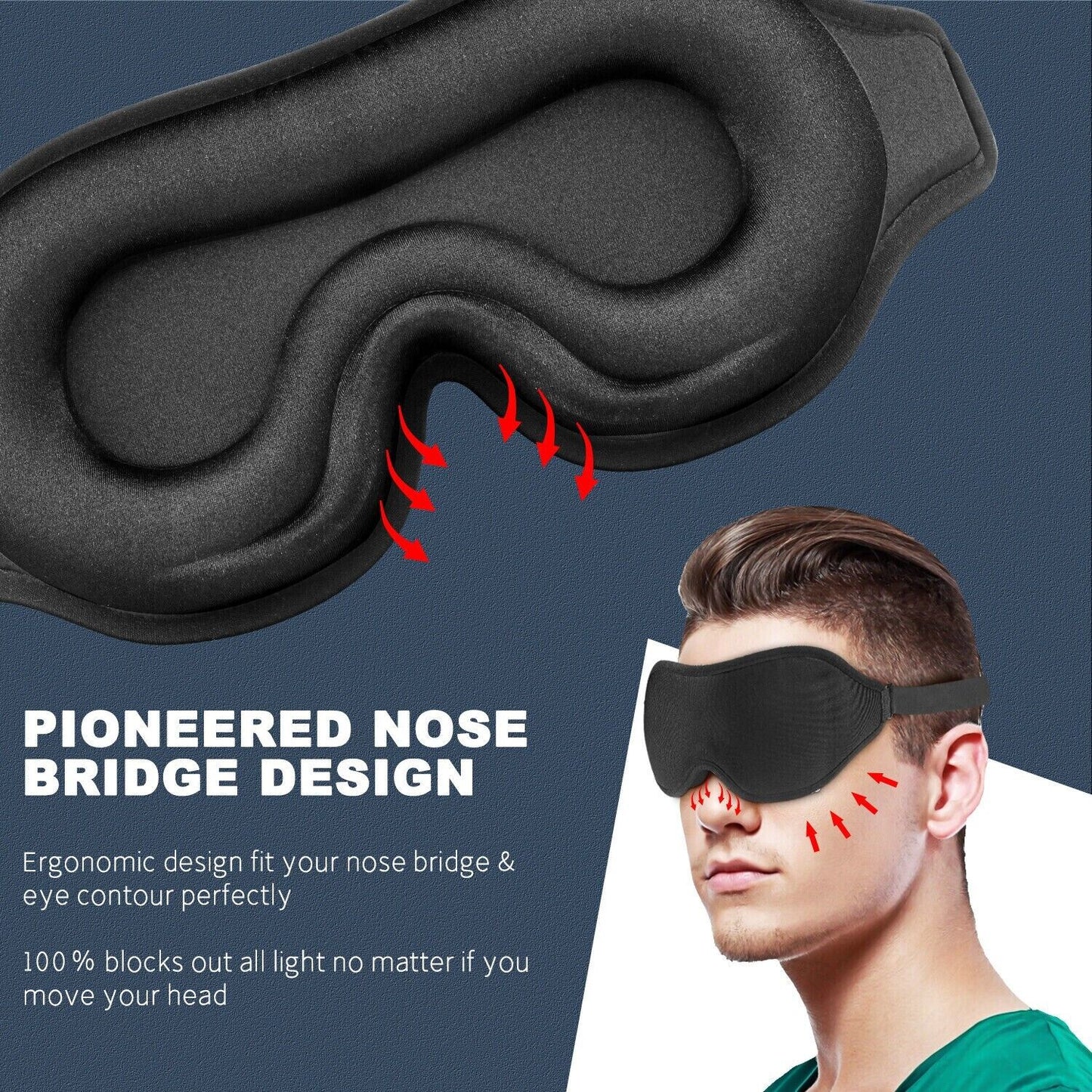 3D Contoured Cup Sleep Mask For Men & Women