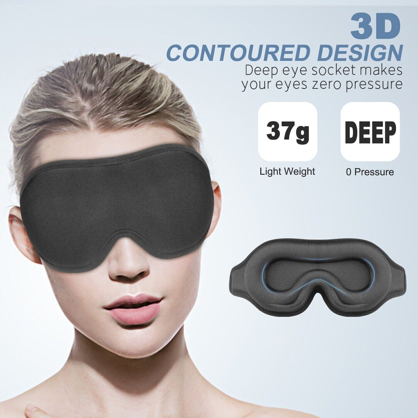 3D Contoured Cup Sleep Mask For Men & Women