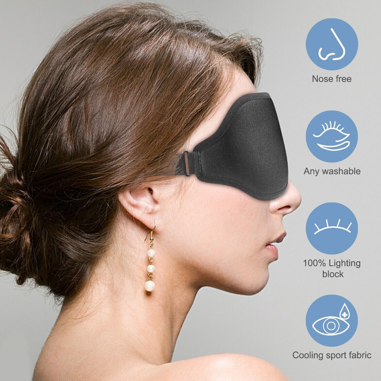 3D Contoured Cup Sleep Mask For Men & Women