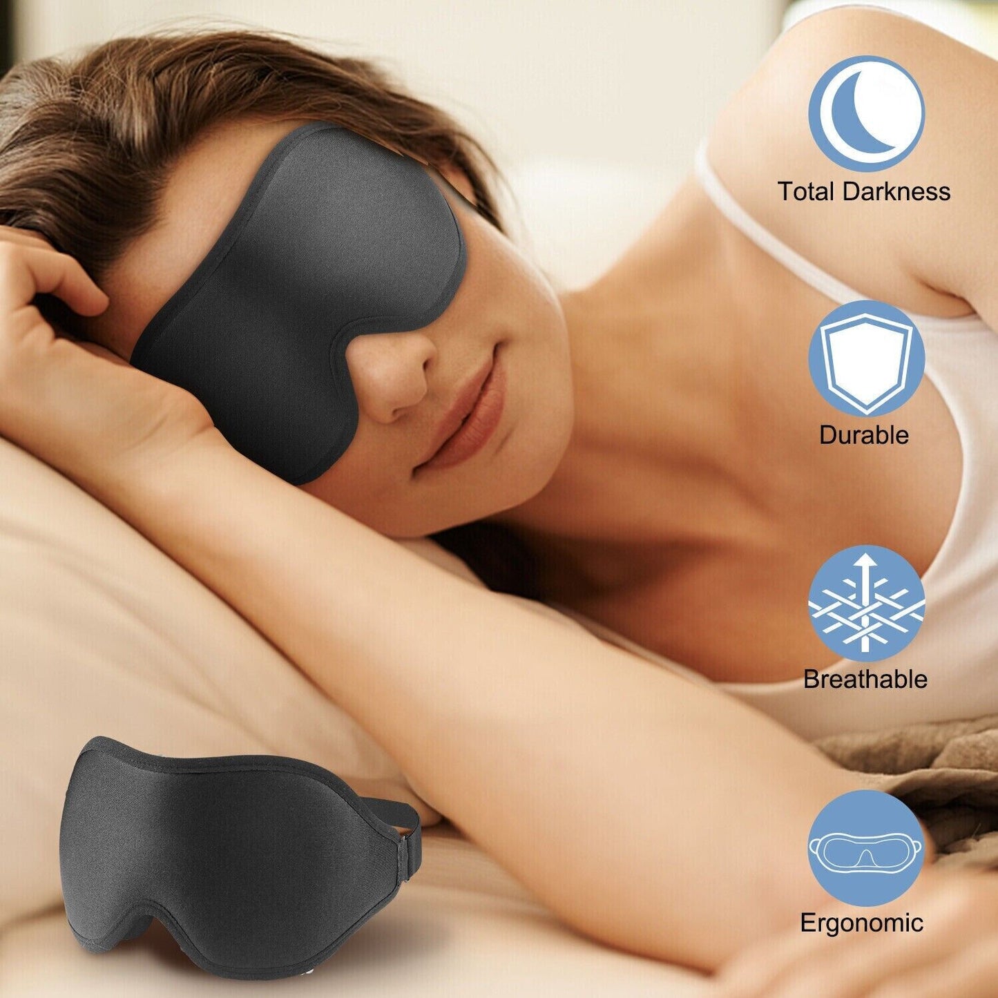 3D Contoured Cup Sleep Mask For Men & Women