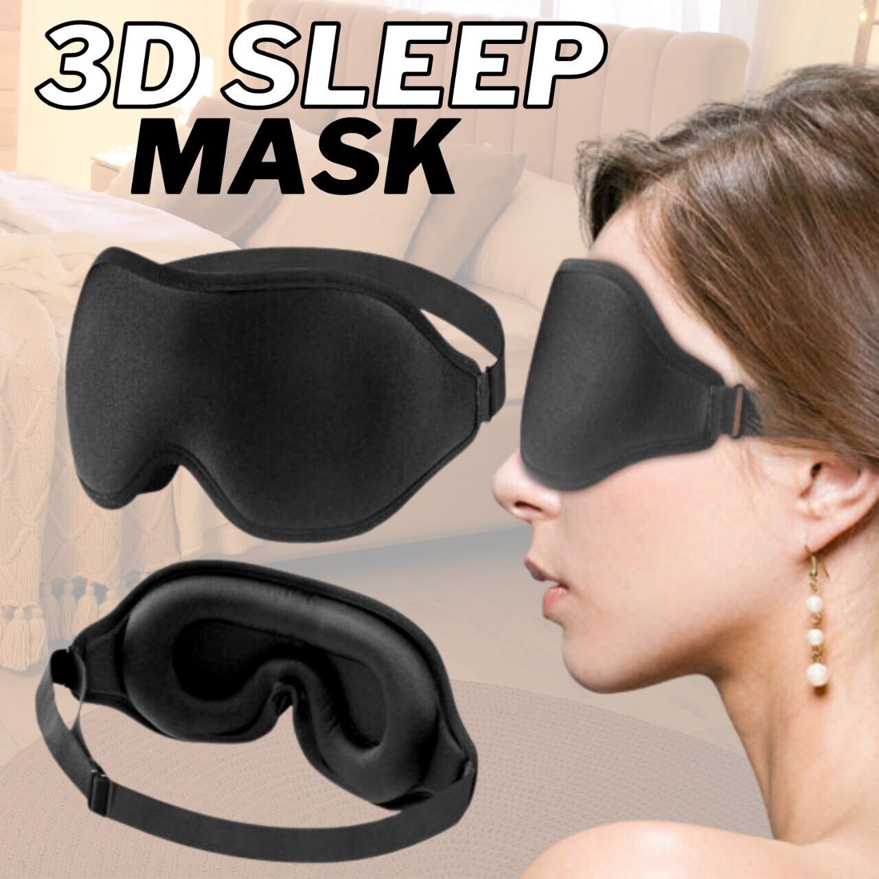 3D Contoured Cup Sleep Mask For Men & Women