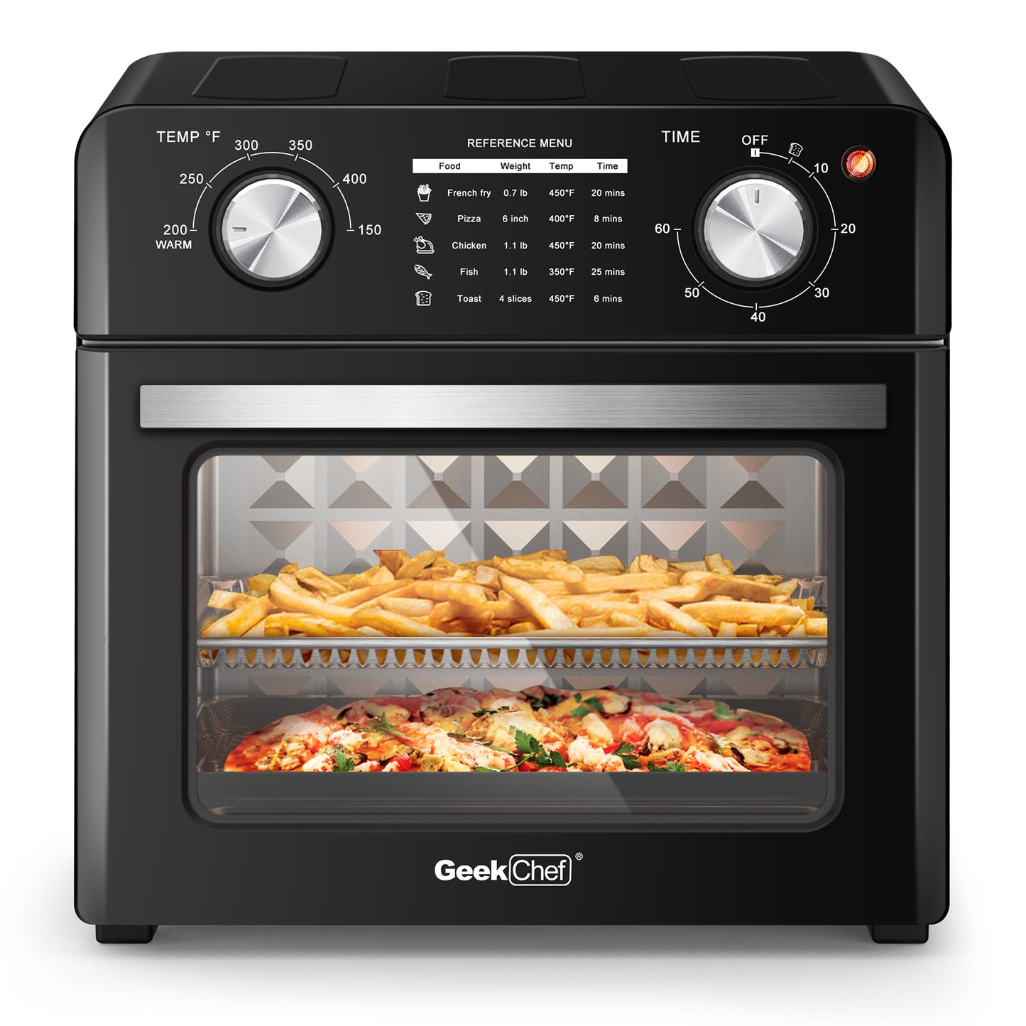 Geek Chef 10QT 4 Slice Toaster Air Fryer Oven Warm, Broil, Toast, Bake