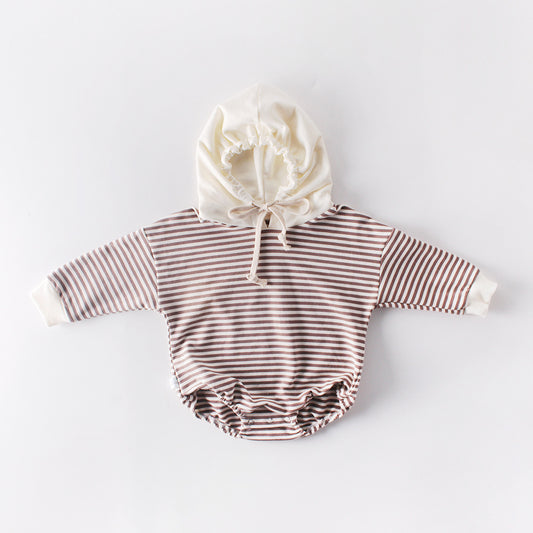 One-piece Striped Hooded  Baby Clothes