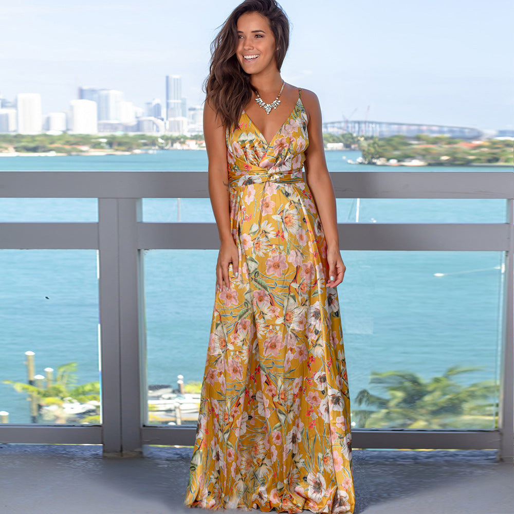 Beautiful Colorful Strap Leak Beach Dress