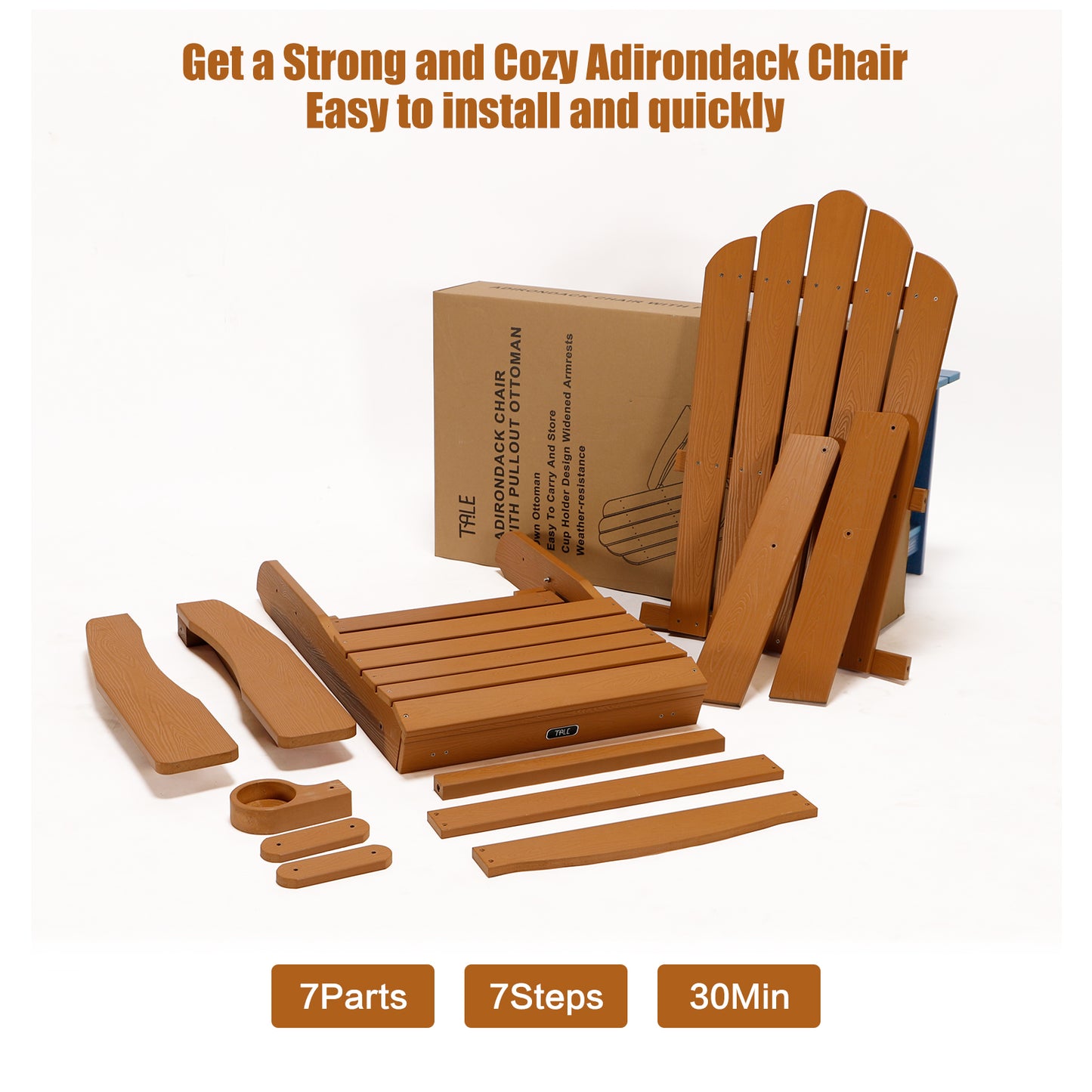 Adirondack Chair With Pullout Ottoman & Cup Holder