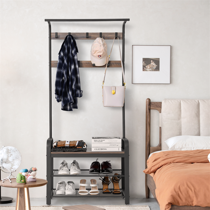 Open Shoe Storage, Closet Hanger, & Bench Space Saver