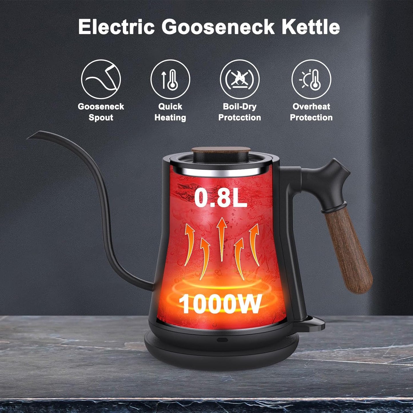 Gooseneck Electric Kettle Rapid Heating Auto Shutoff