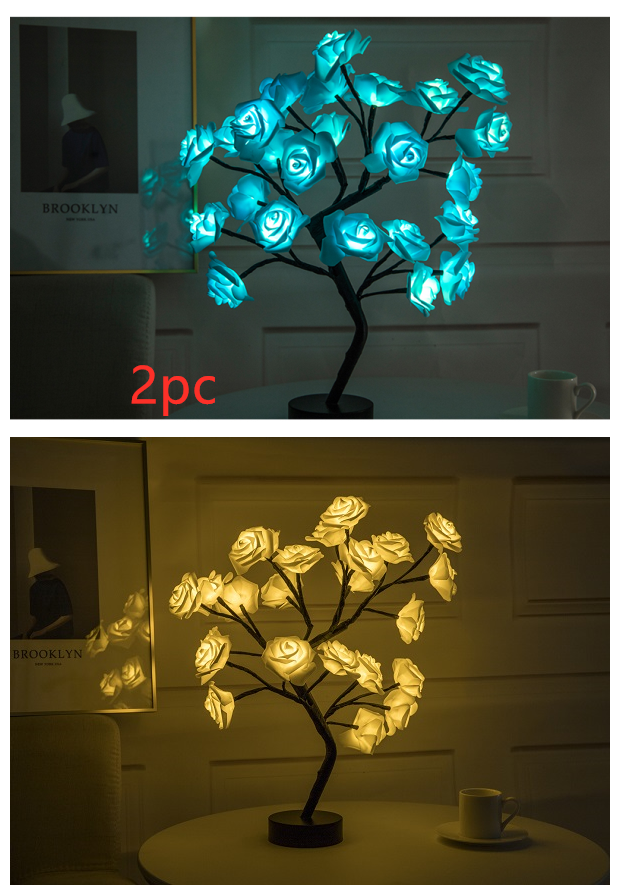 USB Battery Operated LED Bonsai Tree Rose Flower Lamp