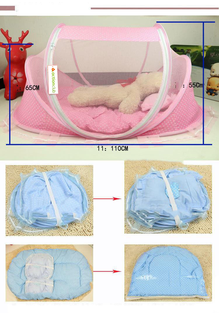 Foldable Baby Bed With Pillow Net 2 piece Set