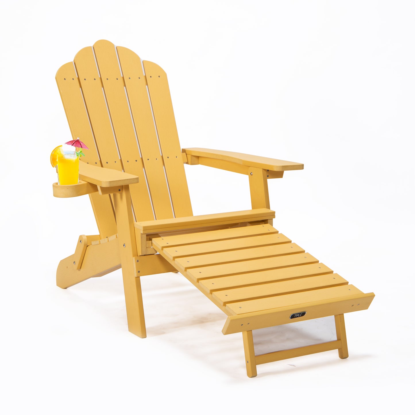 Adirondack Chair With Pullout Ottoman & Cup Holder