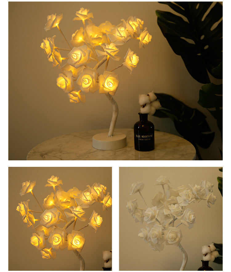 USB Battery Operated LED Bonsai Tree Rose Flower Lamp