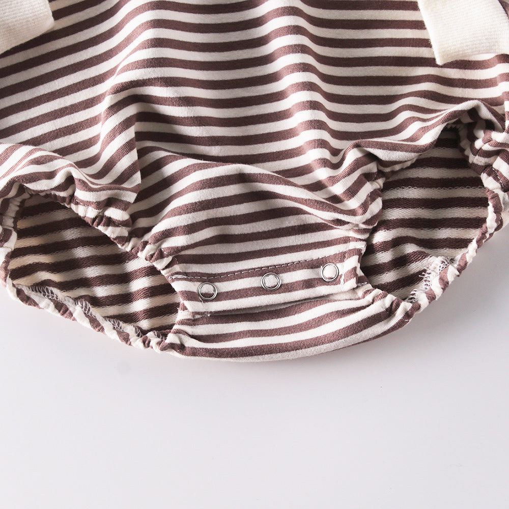 One-piece Striped Hooded  Baby Clothes