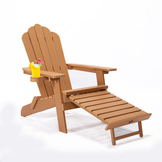 Adirondack Chair With Pullout Ottoman & Cup Holder