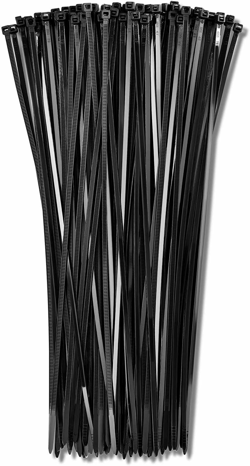 100 Pack of 12 inch Heavy Duty Black Nylon Cable Zip Ties