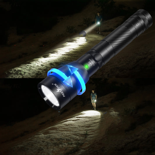 Outdoor Hiking Emergency Zoom Glare Flashlight