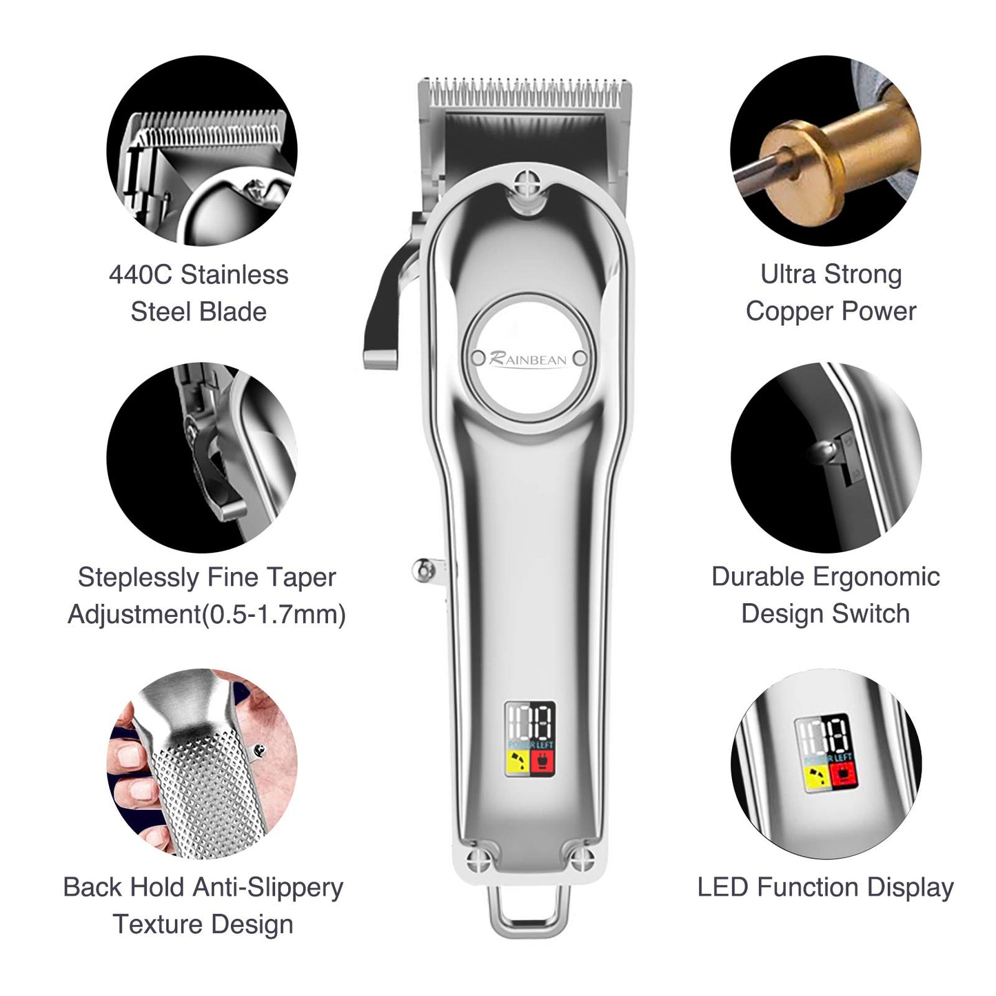 USB Cordless Hair Clipper Waterproof Grooming Kit