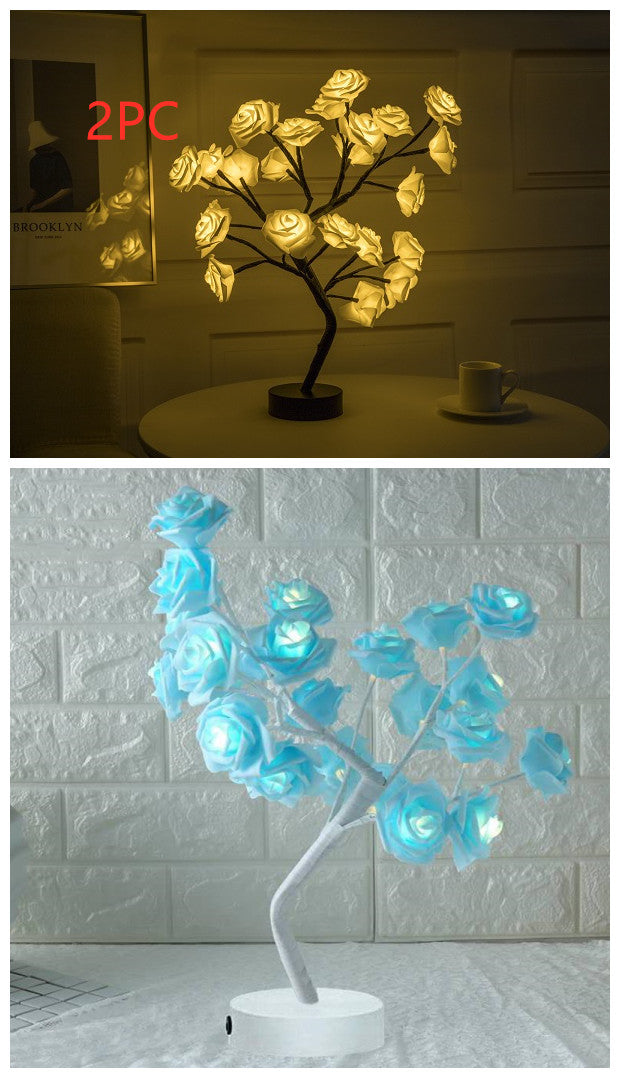 USB Battery Operated LED Bonsai Tree Rose Flower Lamp