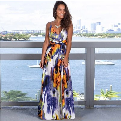 Beautiful Colorful Strap Leak Beach Dress