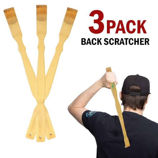 3 Long Reach Natural Bamboo Back Scratcher