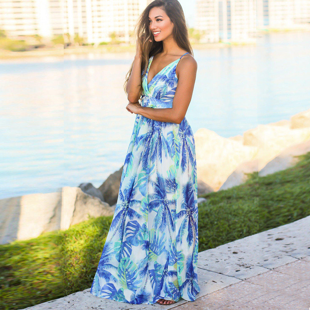 Beautiful Colorful Strap Leak Beach Dress